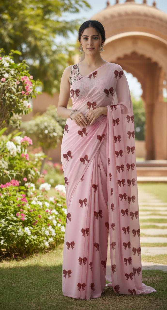 Classic Georgette Sharee Naogaon | Premium Digital Print Saree Collection