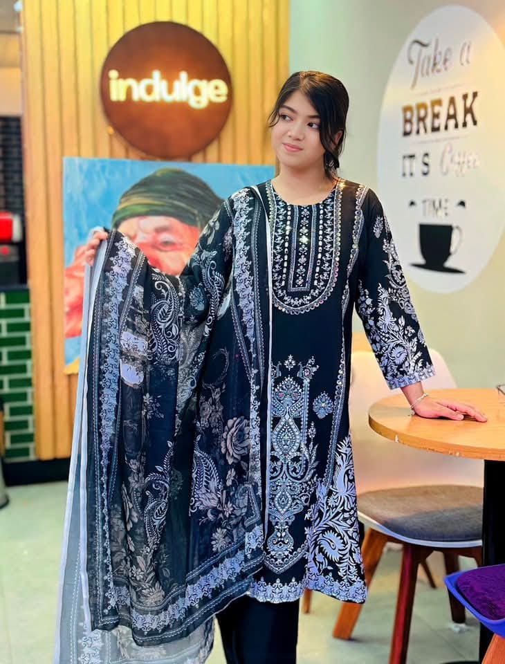 Digital Print Three Piece – Dubai Cherry | New Price 1220৳ | Driver Fashion Naogaon